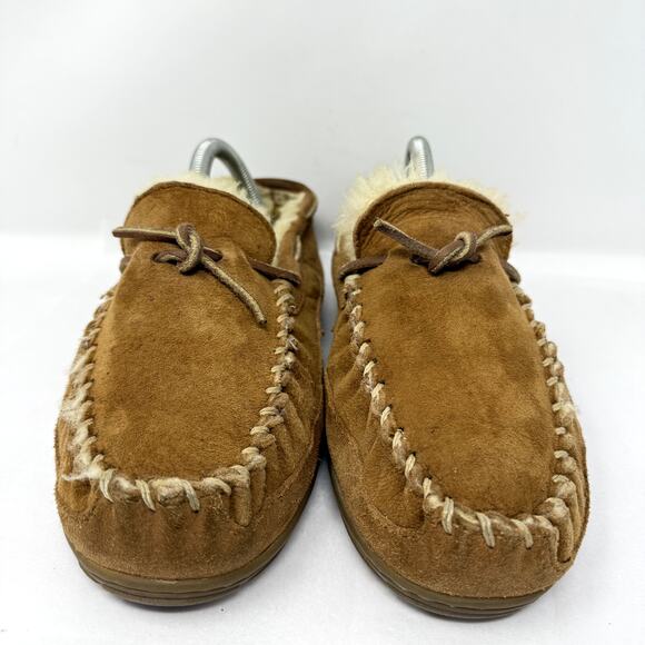L.L. Bean Women’s Moccasin Slippers Shearling Suede Brown Size 8 Medium - Picture 6 of 10